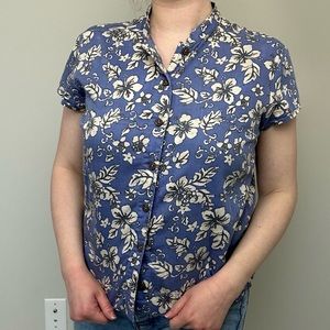 Patagonia Pataloha Blue Floral Hawaiian Shirt M